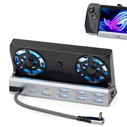 12-in-1 Steam Deck Dock with Dual RGB Cooling...
