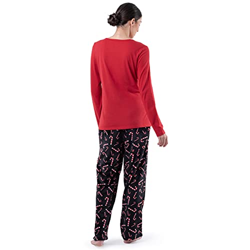 Image of Fruit of the Loom Women's Sueded Jersey Crew Top and Fleece Pant Sleep Set