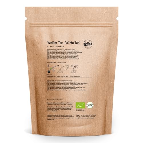 Weißer Tee Pai Mu Tan Bio 100g - handgepflückt - Weich duftig und aromatisch - Fairbiotea-zertifiziert - nachhaltiger Teeanbau - Biotiva