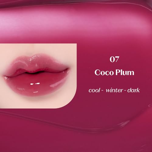 Image of ETUDE Over Glowy Lip Stain Tint #7 Coco Plum | Non-Sticky Vegan Lip Tint | Moisturized & Long-lasting Lip Gloss | Daily Lippies for Dry Lips | K-beauty