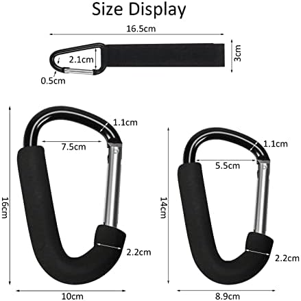 Fennoral 3pcs D Shape Large Buggy Carabiner Hooks Baby Stroller Hooks Pram Clips Large Buggy Rings for Hanging Shopping Bags Handbag on Buggy Stroller Pushchair Wheelchair