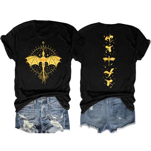 Fourth Wing Shirt for Women Dragon Rider Graphic Tee Book Lover Tshirts Bookish Short Sleeve Tee Tops Black