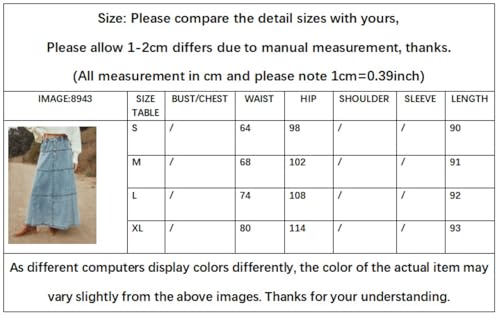 Jupe maxi jean patchwork à taille élastique qui sublime votre silhouette