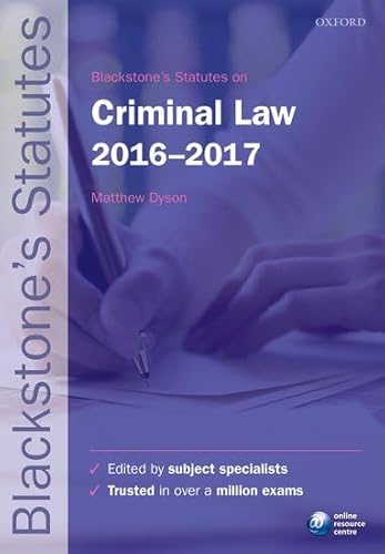 Blackstone's Statutes on Criminal Law 2016-2017