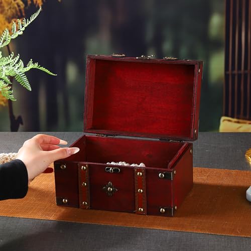 Boîte de rangement en bois avec serrure et coffre d'objets de valeur - 7