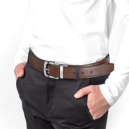 Kajeer Reversible Kids Belt For Boys And Girls - Durable Pu Leather Belts For School Uniform Jeans For (Silver, Fit Waist: 18"-24" (Rec 4-7Yrs)) #TOP1