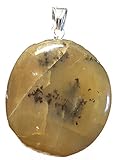 Maße 53x36x10 mm KRIO® - schöner gelber Opal/Dendritenopal Anhänger mit Silberöse