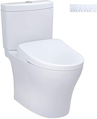 TOTO WASHLET+ Aquia IV Two-Piece Elongated Dual Flush 1.28 and 0.9 GPF Toilet with S7A Contemporary Bidet Seat, Cotton White - MW4464736CEMFGN#01