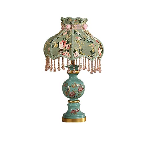 Magnifique lampe de table rétro en céramique et abat-jour imprimé de luxe