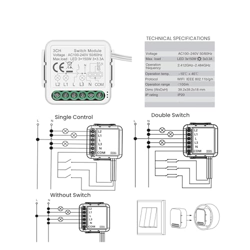 Variateur LED contrôleur bidirectionnel et module de commutation 3CH 240V