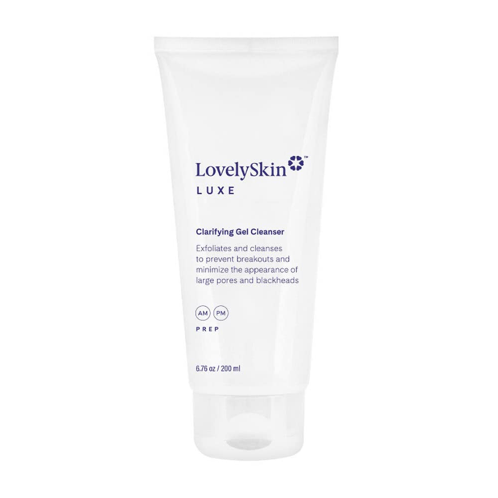 LovelySkin LUXE Clarifying Gel Cleanser, Gentle Exfoliating Cleanser with Glycolic and Salicylic Acid, 6.76 oz