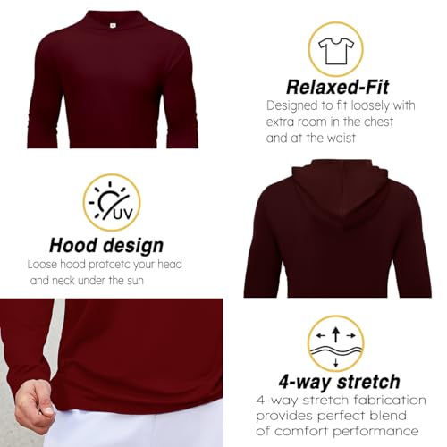 Image of 5 Pack Men's UPF 50+ Sun Protection Hoodie Shirts Long Sleeve Shirts Quick Dry Lightweight for Running Workout Hiking Fishing