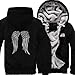 KLGZ Ala Uomo Stampa con Cappuccio Peluche di Inverno Caldo Maglione con La Chiusura Lampo è Adatto per Studenti E Adulti Black-X-Large