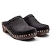 Sandgrens Handmade Swedish Wood Clogs for Women, Low Heel Mule US 10 | Athens Black Nubuck DK, EU 41