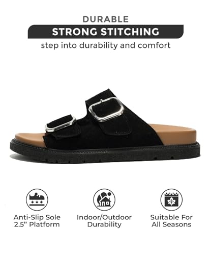 Project Cloud Platform Summer Sandals for Women 2025 - Comfortable and Adjustable Straps Summer Slides with Memory Foam Insole - Non-Slip Casual Womens Sandals