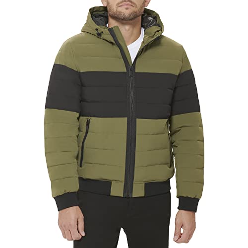 Image of DKNY Men's Quilted Performance Hooded Bomber Jacket
