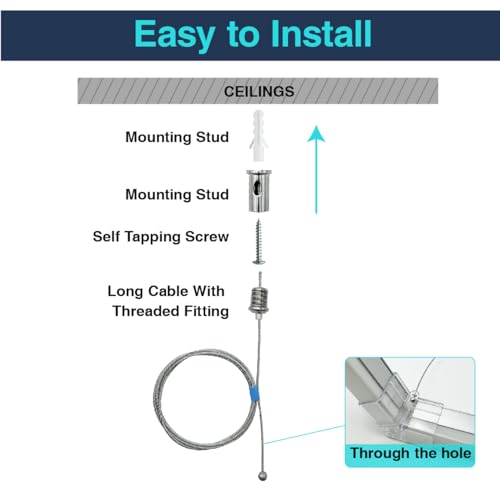 30 Pack Hexagon Garage Lights Suspension Cables Kit Steel Hanging Chains 1m / 3.28ft, Hex Honeycomb Light Connectors Pendant Light Wire Rope Cable Heavy Duty Chandelier Wire Adjustable (1m 30pcs) by cezelux - Image 3