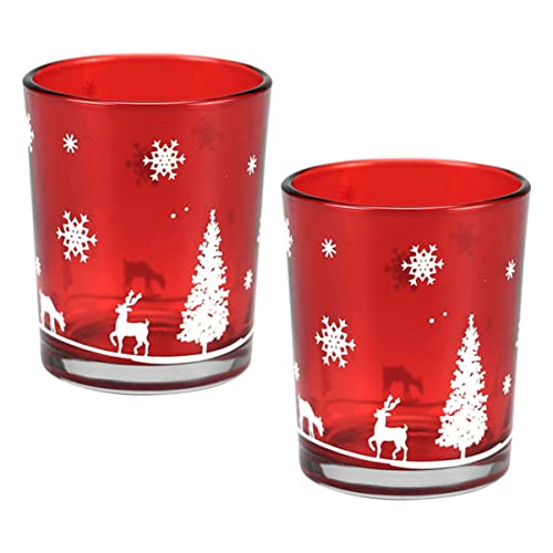Amosfun 2pezzi Portacandele Tema Natalizio Bicchiere Vuoto Bicchiere Per Candela Decorazioni Per Stanze Gotiche in Vetro Decorativo Per Candela Portacandele Per Tema Natalizio