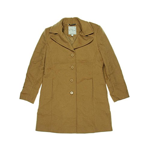 Larry Levine Women's Classic Single-Breasted Notch-Collar Coat, Camel, 4