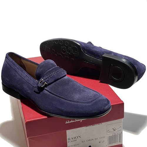 Gancini RAION Bit Dark Blue (BLU Garson) Suede Leather Men's Dress Loafers (Salvatore4