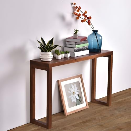 Mesa de entrada marrón de 80 cm, consola estrecha de madera de pino para recibidor y pasillo