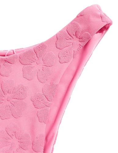 seamoly Women's Bikini Sets Toweling Jacquard Textured Halter Two Piece Swimsuits Open Back Cheeky High Cut Bathing Suit4