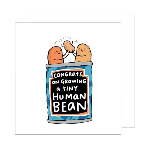 Edition Seidel Premium quadratische Glückwunschkarte zur Geburt mit Umschlag. Karte Grußkarte Babykarte Billet Hello Baby Kind Junge Mädchen Human Bean lustig Humor (EQ115 SW024)