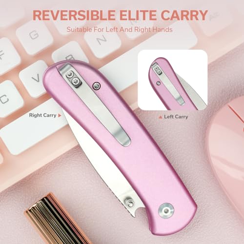 Image of CIVIVI Qubit Pink Pocket Knife for EDC,Folding Utility Knife with 2.98 inch 14C28N Blade Aluminum Handle,Fashion Gifts for Women,Men C22030E-5