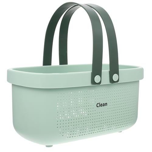 Amosfun Cesta Portátil de Almacenamiento para Artículos de Tocador y Portaobjetos Baño, Gran Capacidad Doble Asa, Diseño Ventilado para Drenaje Rápido, Plástico Resistente, Adecuado para