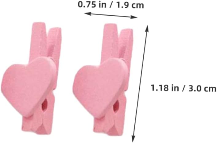 DOITOOL 50pcs Wooden Heart-Shaped Memo Clips Paper Holders for Office Home School Smooth Finish Versatile Use for Photos Notes More Cute Design