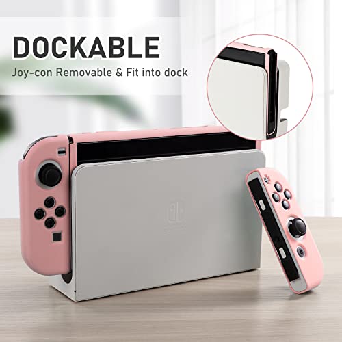 Dockable Case for Nintendo Switch OLED Model 2021, Soft TPU Protective Cover Case for Switch OLED Console and Joy-con Controller with 2 Pcs Thumb Grip by bruximly - Used condition - Image 3