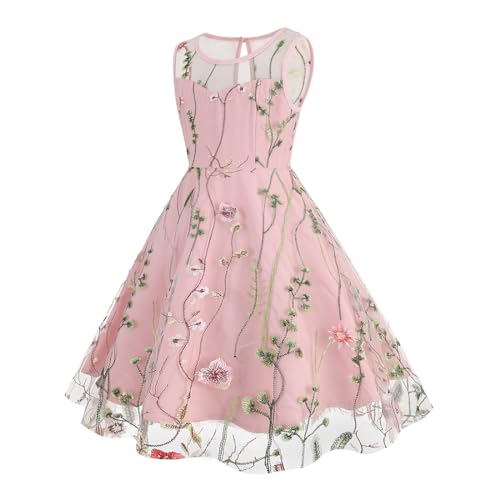 Flower Girls Mesh Floral Embroidered Tulle A Line Dress for Wedding Birthday Party Gown Bridesmaid Pageant Communion2