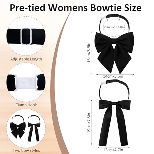 Image of Tucnoeu Bow Tie for Women - 2Pcs Women's Bow Ties,Pre-tied Adjustable Bowties