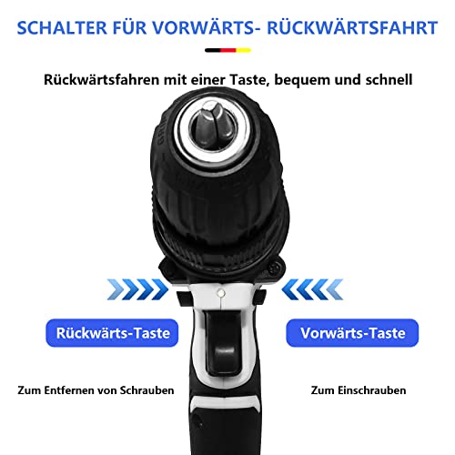 Akku-Bohrschrauber-Set mit 26-teiligem Bohrer-Set, elektrische Bohrmaschine, 21V-Lithiumbatterie, 2 variable… – Bild 4