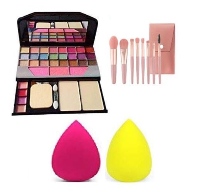 TYA Makeup Kit 6155 with 21 Eyeshadows, Blush, Lip Colours, Compact Powder, 8-Piece Pink Brush Set, and 2 Beauty Blender Sponges-picture-37