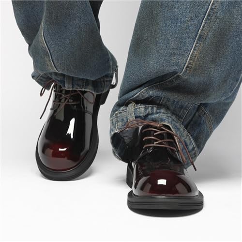 Men's Patent Leather Derby Shoes British Hong Kong Style Chunky Sole Business Formal Oxfords Fashionable Commuting Footwear3