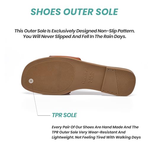 Image of NianEr Womens Microfiber Leather Memory Foam H Sandals Summer Shoes Slides | Flat, Comfortable, Slip On, Dressy, Dress, Beach, Vacation, Designer, Comfy, Casual, Bridal, Church, Boho, Office, Work