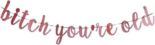 Cartel de Bitch You're Old - Decoraciones de cumpleaños divertidas para niñasmujeres, suministros para fiesta de cumpleaños de niñas y mujeres de