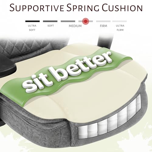 Image of Drafting Chair,Executive Tall Office Chair Flip-up Armrests for Counter Height Desk Drawing Use,High Task Chair with Adjustable Foot Ring &Inflatable Lumbar Support,Swivel Computer Stool, Fabric Grey