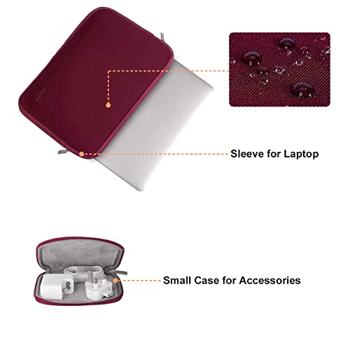 Image of MOSISO Laptop Case 13.3 inch, 13-13.3 inch Laptop Sleeve Bag Compatible with MacBook Air /Pro 13 /Pro 14 M5 M4 M3 M2 M1, HP Dell ASUS Lenovo, Neoprene Computer Sleeve Bag with Small Case, Wine Red