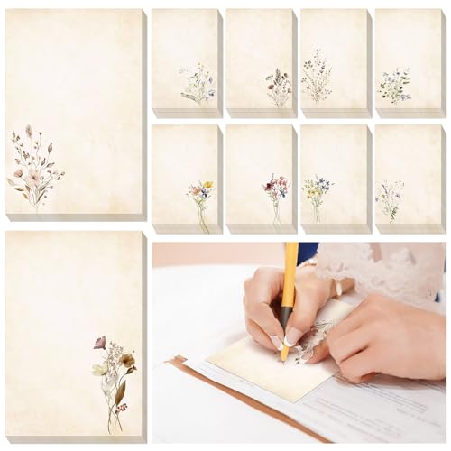 Image of Spiareal 100 Pcs Blank Note Cards Index Card, Fall, 4 x 6 in, Wildflowers | Kraft Cardstock with Eucalyptus Design, Envelopes Included, For Thank You Cards, Weddings, Baby Showers, Office DIY