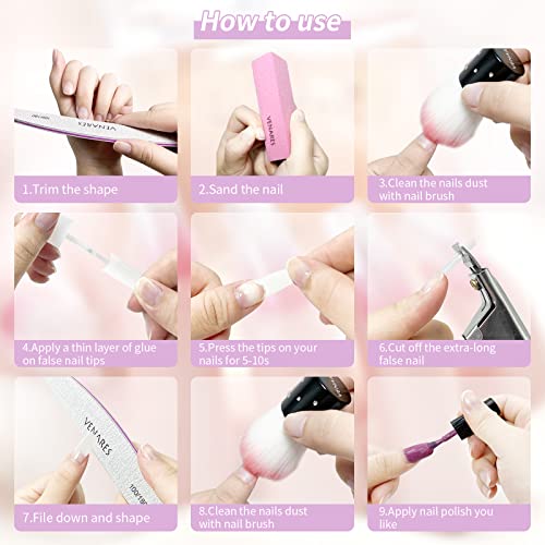 Capsules Ongles, Venares 500 Pcs Faux Ongles Français Acrylique Artificiel Capsules Ongles avec Colle, Blocs de Polissoirs Ongles, Pinceau à Ongles, Limes à Ongles, Coutellerie Ongles (Naturel) - Image 7