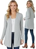 ToBeInStyle Womens Open Front Long Sleeve Lightweight Asymmetrical Draped Cardigan with Side Pockets - Smooth Draping Heather Grey - Small