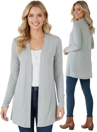Image of ToBeInStyle Womens Open Front Long Sleeve Lightweight Asymmetrical Draped Cardigan with Side Pockets