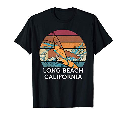 Windsurf Vintage Sunset Beach Surf Long Beach CA Maglietta