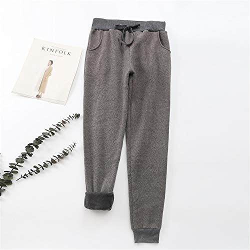Andongnywell Womens Warm Sherpa Lined Athletic Sweatpants Drawstring Joggers Fleece Pant Trousers (Gray,Large)