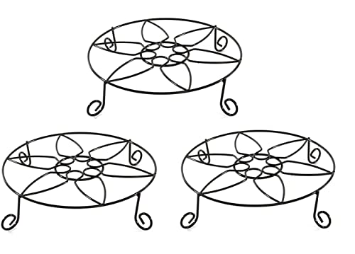 Pot de fleurs en fer - ensemble de 3 | Support de jardinière d'extérieur | Base pour plantes et pots de fleurs | M&W Cover