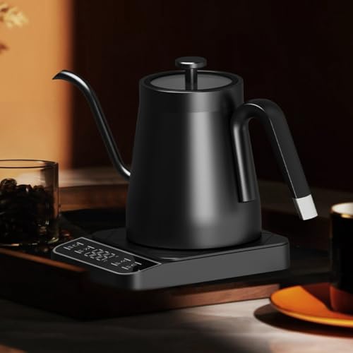 JoyeeLii 110V 首電気湯沸かし器 細長嘴ハンドドリップ用 恒温機能 (ブラック)