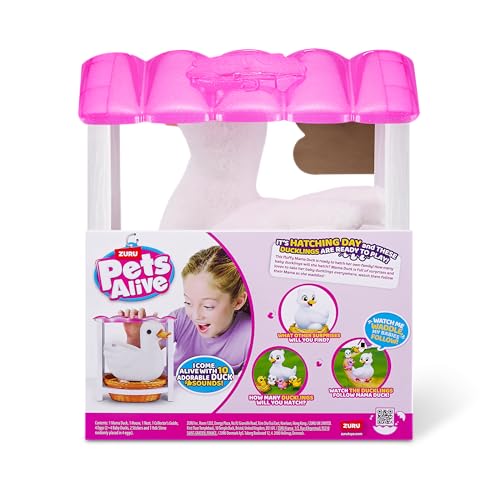 Pets Alive Mama Duck & Baby Surprise von ZURU Fürsorgliches Spielen Überraschung Schlüpfen Interaktiv Mädchen Spielzeug, Pink