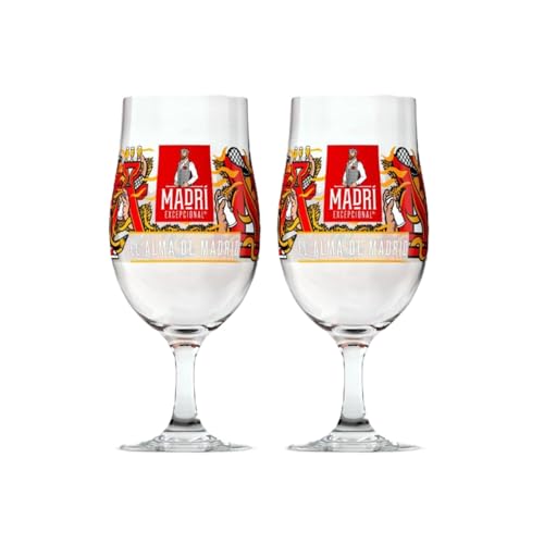 Laurie's Pub and Bar Accessories Madri Excepcional Lager Pint Glass, Limited Edition, Set of 2